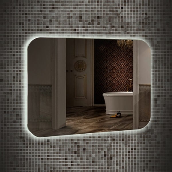 Зеркало с подсветкой AVS Каспий 80х55 см, часы и антипар