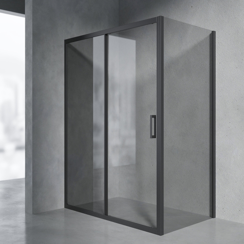 Душевой уголок AVS Стилл 120x90 профиль черный матовый, стекло черное