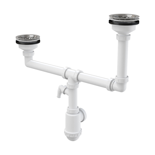 A454P Сифон для сдвоенной мойки Ø115 со штуцером Alcaplast