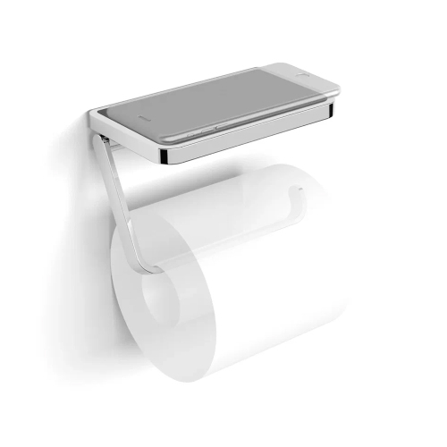 Держатель для туалетной бумаги Langberger 35041D хром, с полочкой