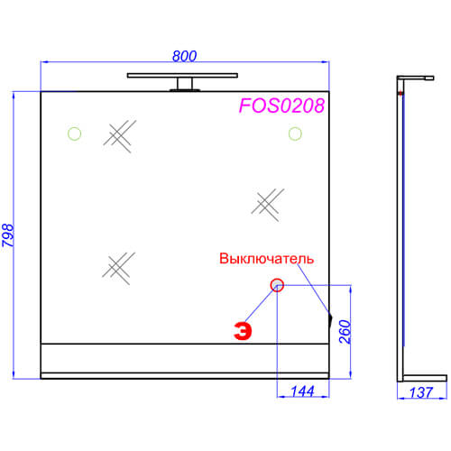 Зеркало 800х800 Foster Aqwella FOS0208DS