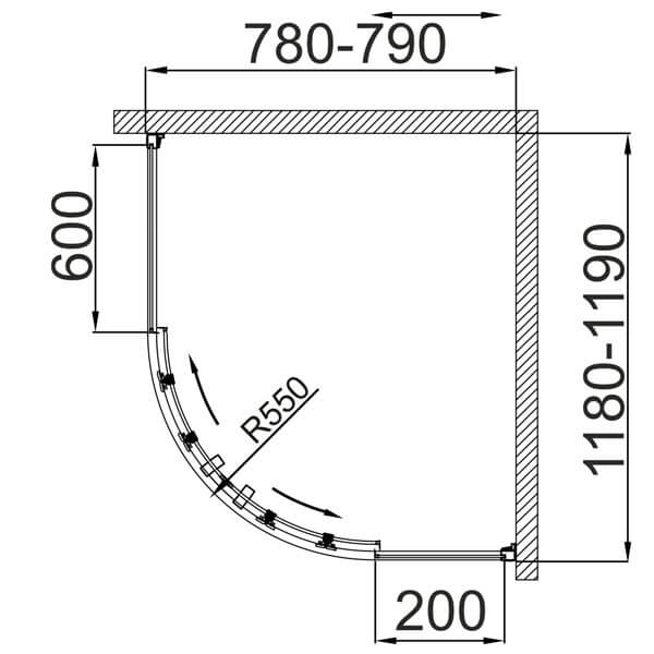 Душевой уголок AVS Раунд 120x80 профиль хром, стекло прозрачное