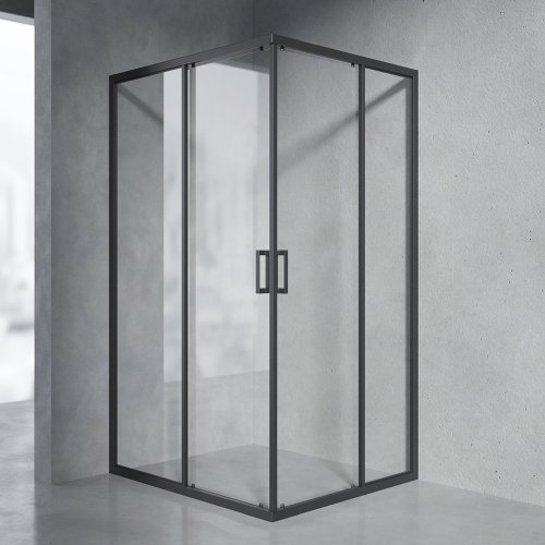 Душевой уголок AVS Слайдер Куб 100-110x100-110 профиль черный матовый, стекло прозрачное