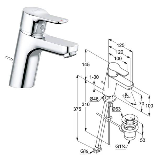 Душевой комплект 3в1 Kludi Pure&Easy 376850565 хром