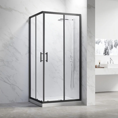 Душевой уголок Veconi Rovigo RV-27B 80х80 профиль черный матовый, стекло прозрачное