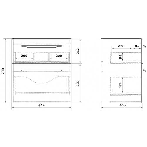 Тумба 700 2ящ + Раковина Q70 Белый мат Lande DIBORG Тумба 700 2ящ + Раковина Q70 Белый мат Lande DIBORG