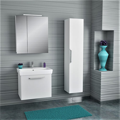 Тумба 800 1ящ + Раковина Q80 Белый мат Lande DIBORG