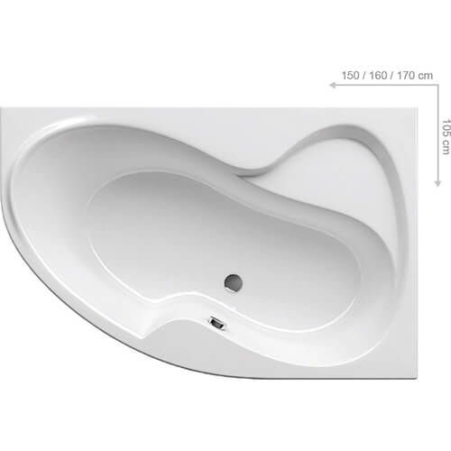 Акриловая ванna Ravak Rosa II 150x105 R белая, без ножек