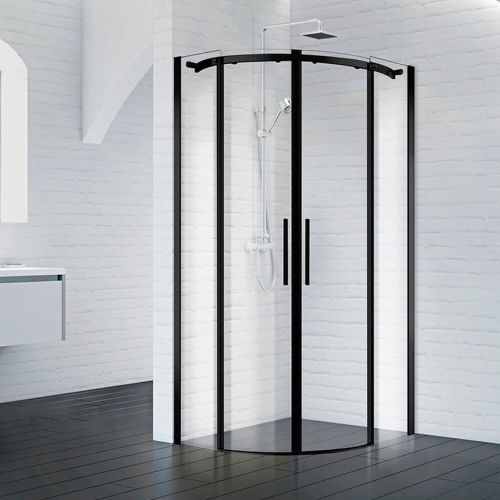 Душевой уголок BelBagno Acqua ACQUA-R-2-100-C-NERO 100х100 профиль черный, прозрачное стекло