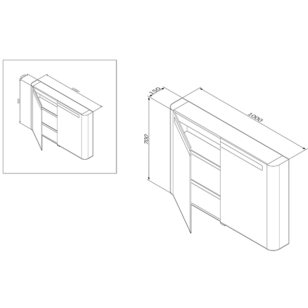 Зеркальный шкаф 1000х700 Sensation AM PM M30MCX1001FG