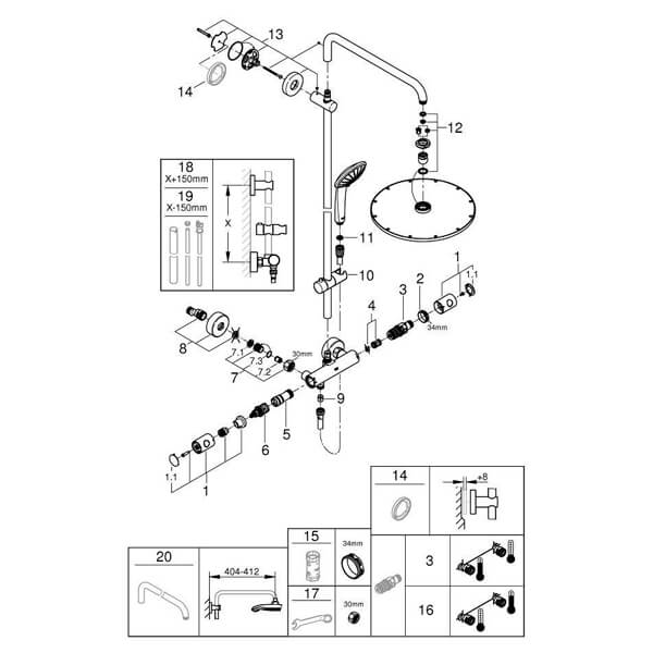 Душевая стойка Euphoria Grohe 26075000 Душевая стойка Euphoria Grohe 26075000