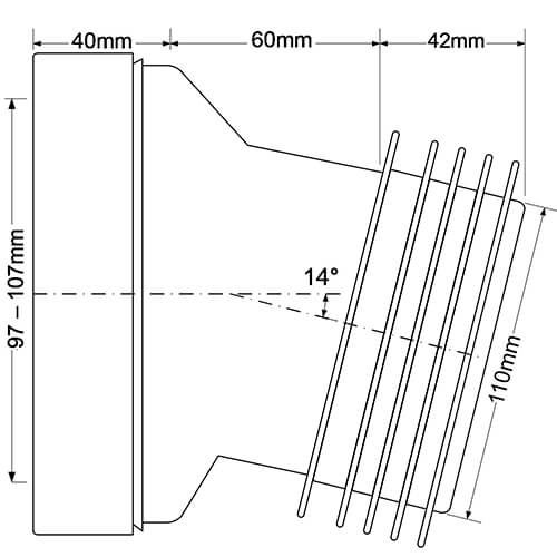 Фановая труба под углом 14° с прокладкой 90-110 мм McALPINE MRWC10