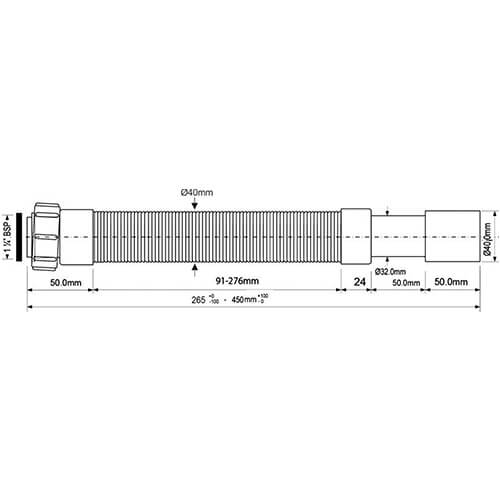 Труба гофрированная раздвижная 32/40 McALPINE MRMF4-045 Труба гофрированная раздвижная 32/40 McALPINE MRMF4-045