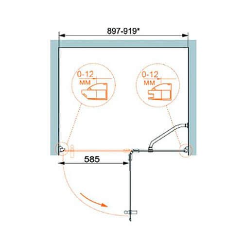 Душевая дверь в нишу Cezares Magic MAGIC-B-12-90-C-G-R 90 профиль золото, прозрачное стекло