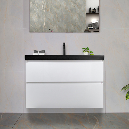 Тумба с раковиной AVS Гармония 80 белая (раковина 02 черная матовая)