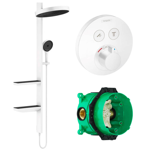 Душевая стойка Hansgrohe Rainfinity Showerpipe Shower Select S 26842700+15743700+01800180 белый матовый