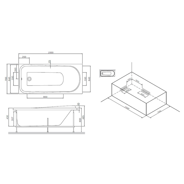 Акриловая ванна Am Pm Like 150х70 белая, без каркаса