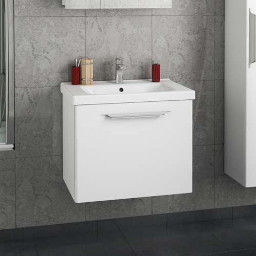 Тумба 650 1 ящ + Раковина Гармония Белый мат Lande DIBORG