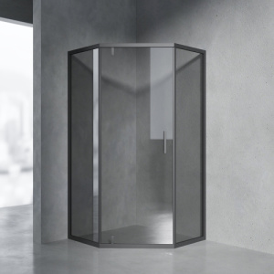 Душевой уголок AVS Трапеция Слим 90x90 профиль черный матовый, стекло черное