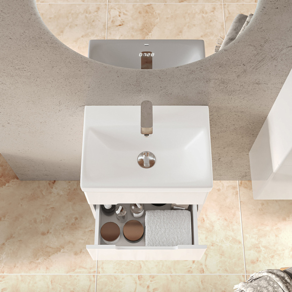 Тумба с раковиной RAVAL Moduo Slim 50 белая Тумба с раковиной RAVAL Moduo Slim 50 белая