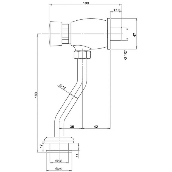 52CR815LMKM Ursula Сливной клапан для писсуара,хром