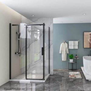 Душевой уголок Veconi Rovigo RV070 120х90 профиль черный матовый, стекло прозрачное