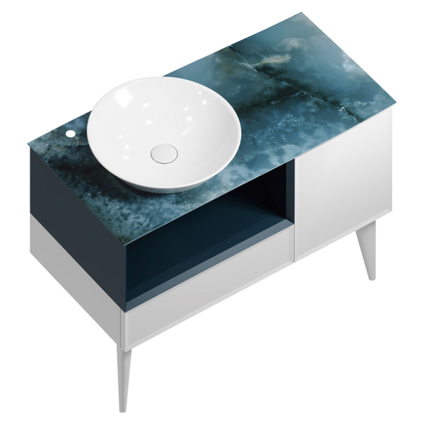 Тумба с раковиной Kerama Marazzi Cono 97, белая-синяя матовая