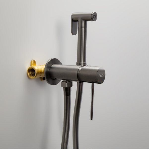 Гигиенический душ со смесителем AVS Slimmer оружейная сталь