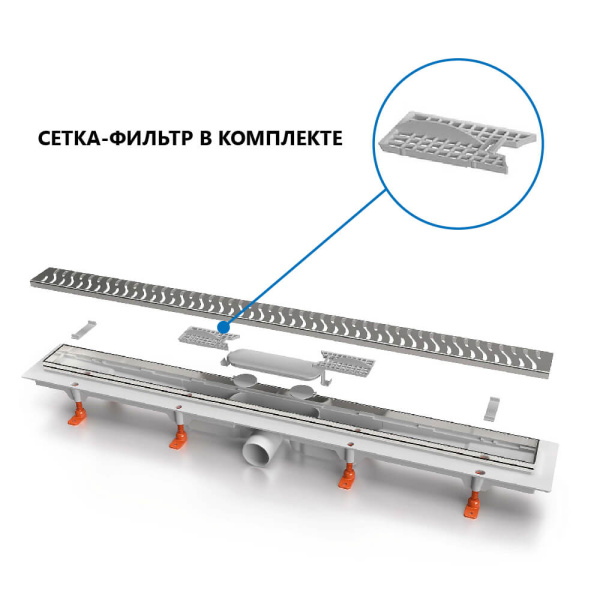 Водоотводящий желоб 850 Medium MCH с сеточками CH 850 MN сет Водоотводящий желоб 850 Medium MCH с сеточками CH 850 MN сет