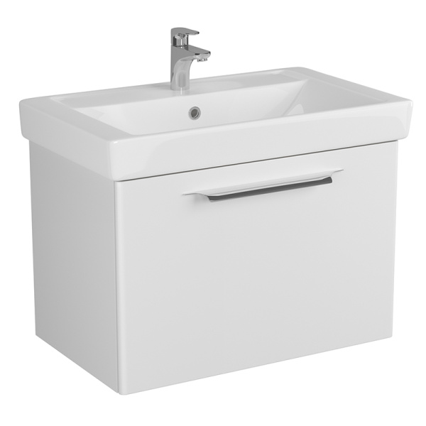Тумба 800 1ящ + Раковина Q80 Белый мат Lande DIBORG