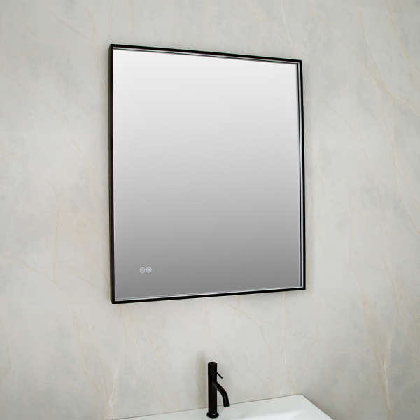 Зеркало с подсветкой AVS ZH 75x90 см, антипар, черное матовое