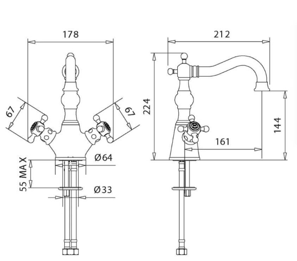 Комплект смесителей Migliore Arcadia 18393+18398 золото