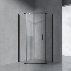 Душевой уголок AVS Трапеция 100x100 профиль черный матовый, стекло прозрачное