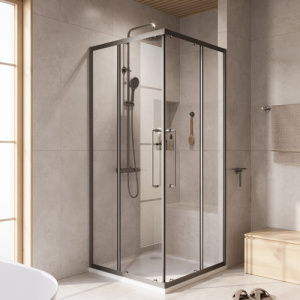 Душевой уголок Cezares Relax RELAX-304-A-2-90-C-GM 90х90 профиль оружейная сталь, стекло прозрачное