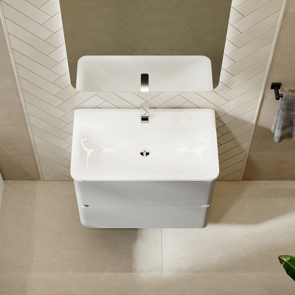 Тумба с раковиной RAVAL Welto 80 2 ящика, светло-серая Тумба с раковиной RAVAL Welto 80 2 ящика, светло-серая