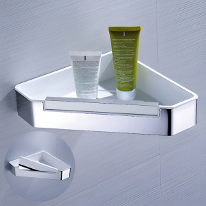 Полка угловая AVS Kori, 20х20 см, хром/белый, с бортиком-скребком Полка угловая AVS Kori, 20х20 см, хром/белый, с бортиком-скребком