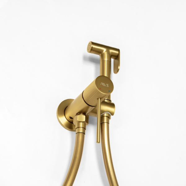 Гигиенический душ со смесителем AVS Pulse брашированное золото
