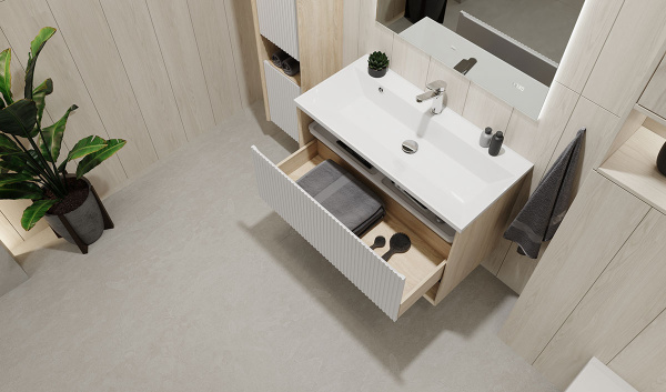 Тумба с раковиной Jorno Tossony 90 сонома светлая Тумба с раковиной Jorno Tossony 90 сонома светлая