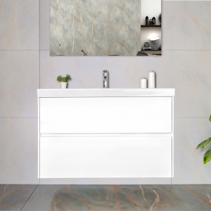 Тумба 1000 2ящ подвес + раковина 02 Эмаль Белый гл ВЕРНИСАЖ AVS