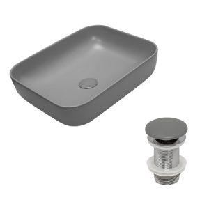 Раковина AVS Розали 50x39 цементно-серая матовая с донным клапаном