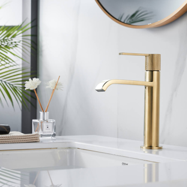 Смеситель для раковины Maxonor Beauty PL1084-6 золото матовое