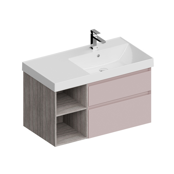 Тумба с раковиной Kerama Marazzi Cubo 90 R мальва матовая-древесная Тумба с раковиной Kerama Marazzi Cubo 90 R мальва матовая-древесная