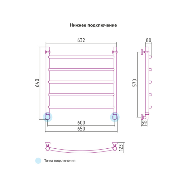 Полотенцесушитель водяной Сунержа Галант 60x60 белый