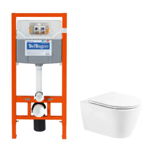 Комплект BelBagno 2в1: Инсталляция BB001-120 + Унитаз подвесной BB105CHR с микролифтом