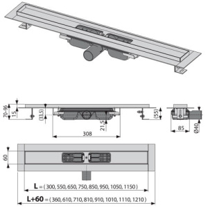 Водоотводящий желоб AlcaPlast APZ101 LOW-650 Водоотводящий желоб AlcaPlast APZ101 LOW-650
