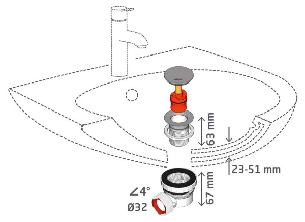 Сифон для раковины с сухим затвором NANO 6.7 Wirquin