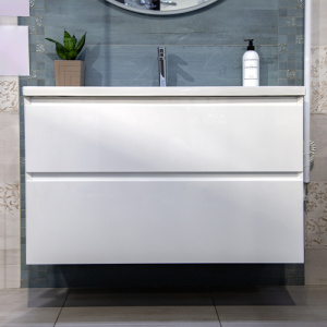 Тумба с раковиной AVS Гармония 100 белая (раковина 01 белая глянцевая)