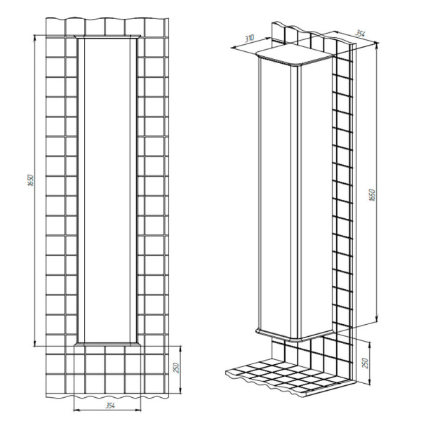 Пенал 354x1650x310 Рим BRIZ 233 04-06035-00 00