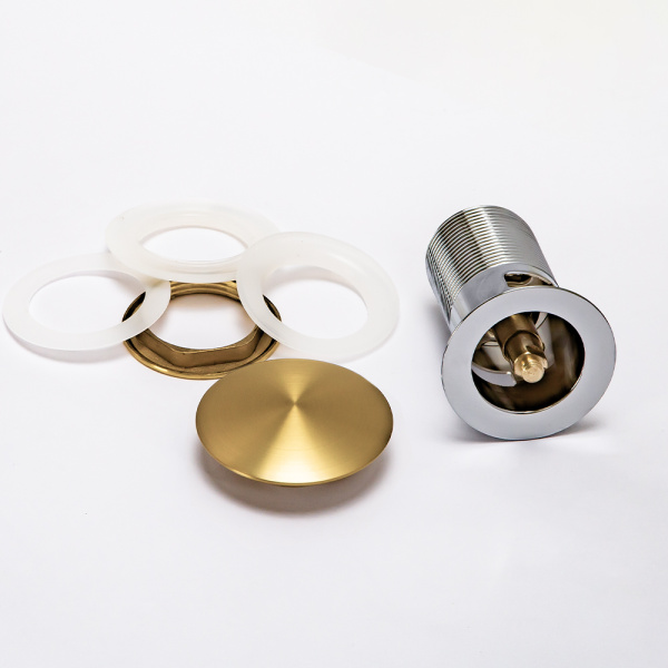 Донный клапан AVS Slimmer с переливом, брашированное золото