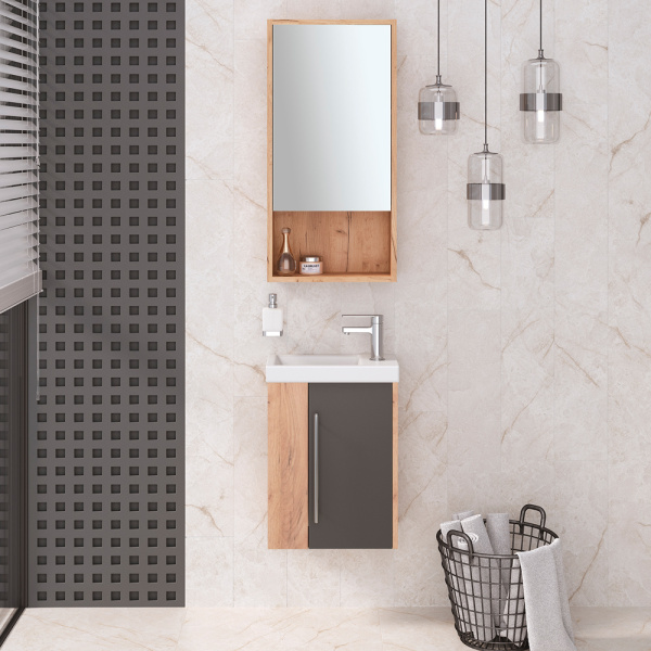 Тумба с раковиной Aqua de Marco Melbourne 40 дуб/серый Тумба с раковиной Aqua de Marco Melbourne 40 дуб/серый